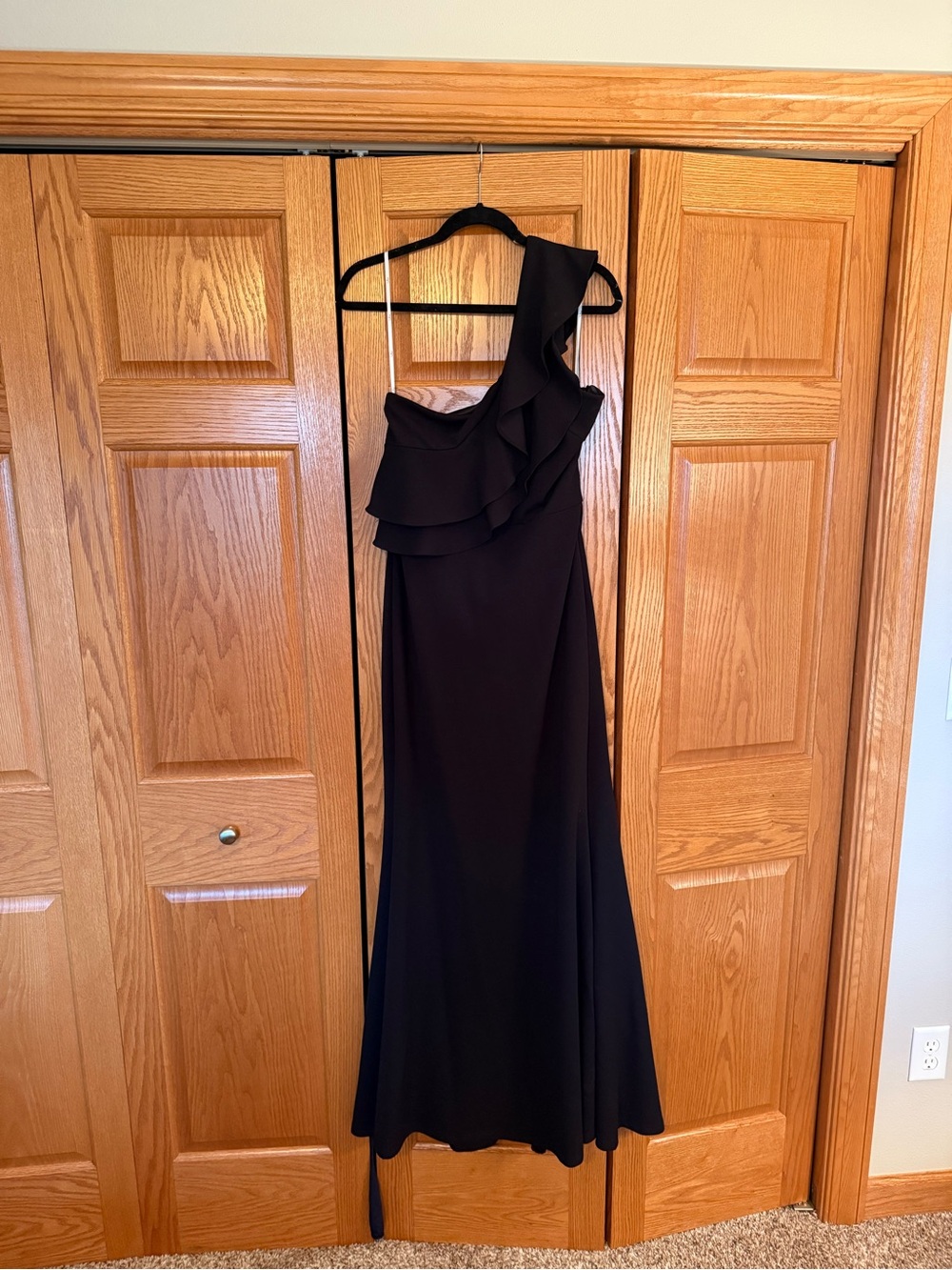 Lulu's Black One-Shoulder Ruffle Maxi Dress - Picture 2 of 3